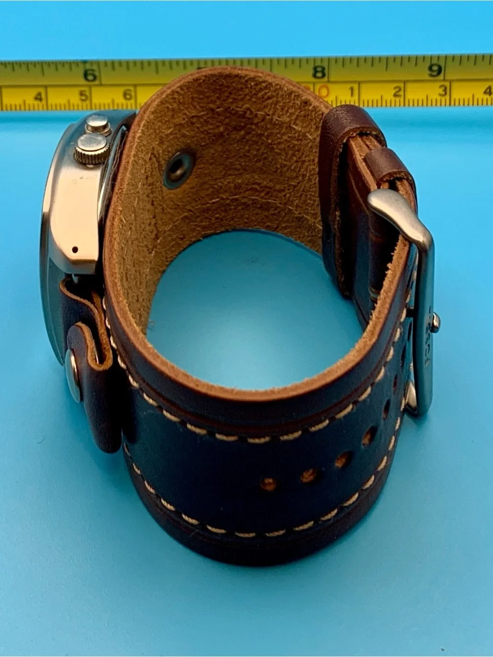 FOSSIL BIG TIC AM-3741 Men’s Vintage Quartz Wristwatch Bund Band Works New Batt